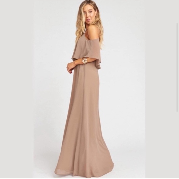 NWT Show Me Your MuMu Caitlin Ruffle Maxi 'ME The Ring Crisp' Beige XXS - Picture 7 of 11